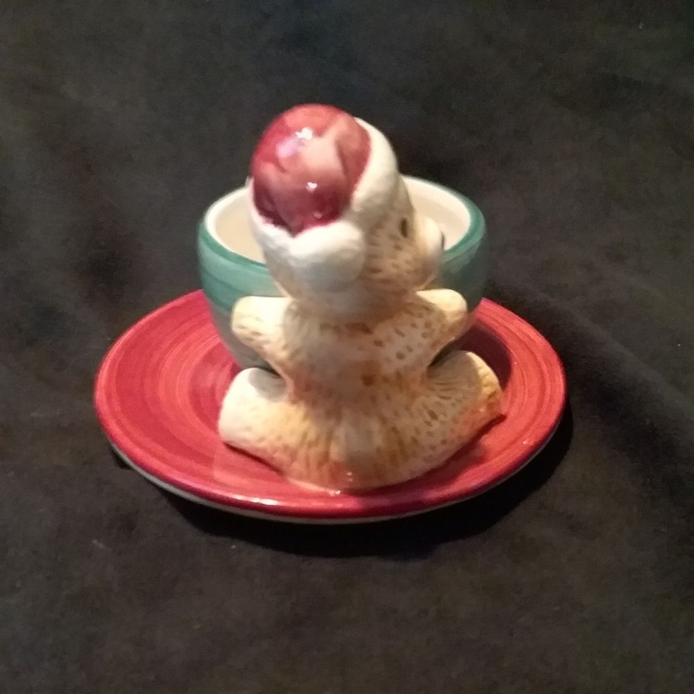 Vintage Santa Bear Cup Saucer Figurine 1 Piece Christmas Sherwood Brands RI 1 - Picture 2 of 6